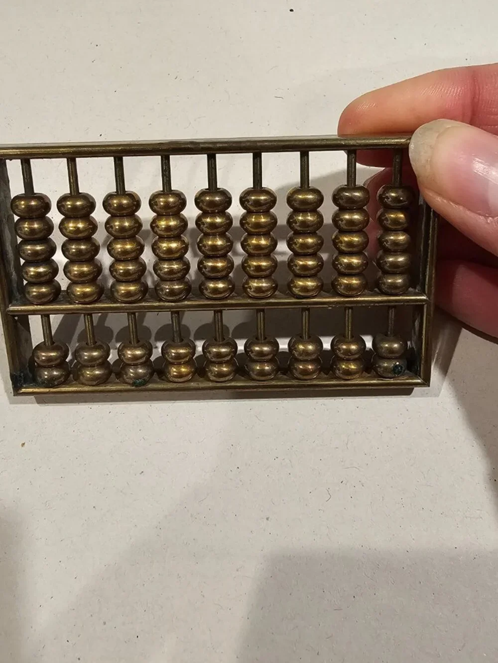 Vintage Brass Miniature Chinese Abacus Paperweight Mid Century Desktop Calculato